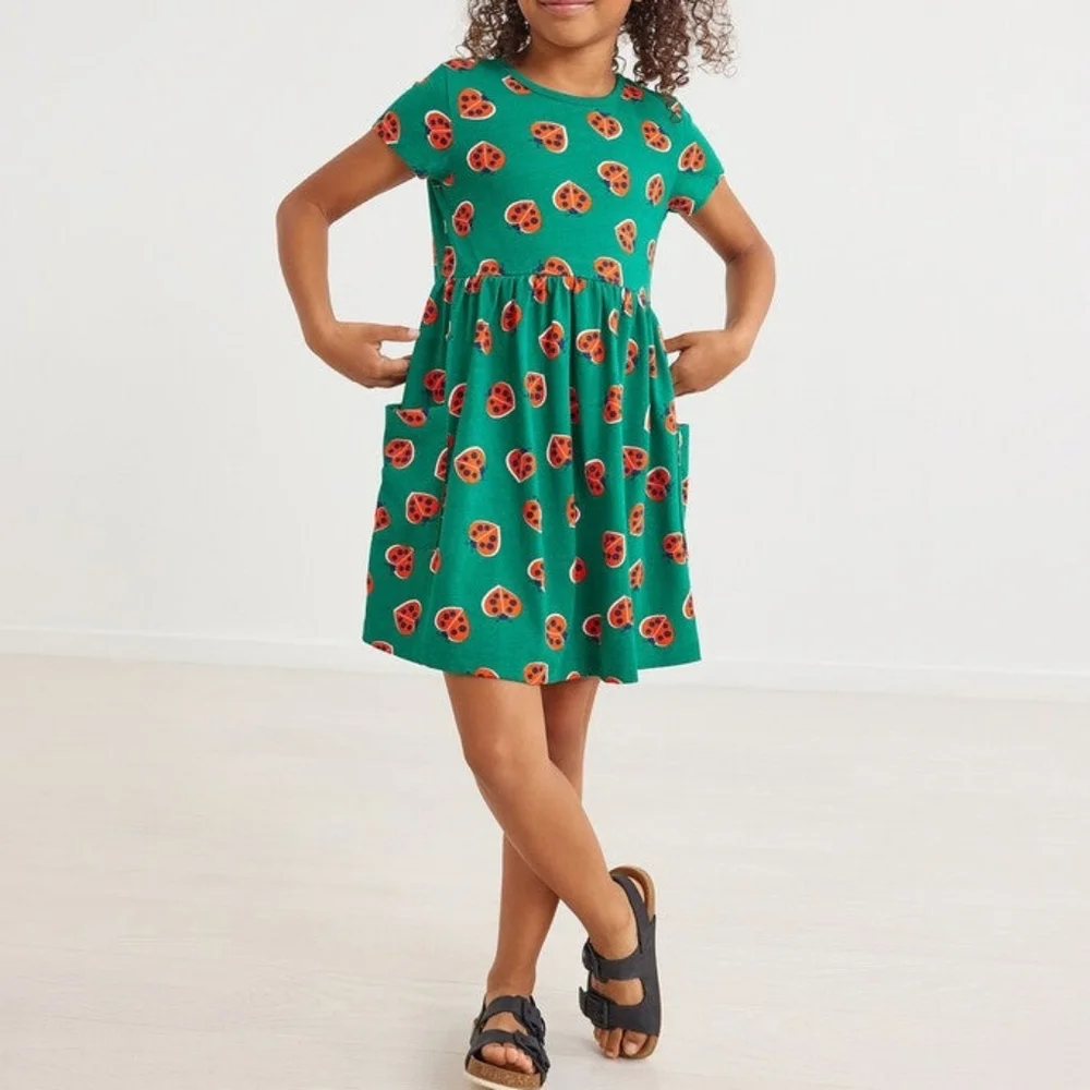 Hanna Andersson Play Dress With Pockets Love‎ Bugs Ladybug Heart